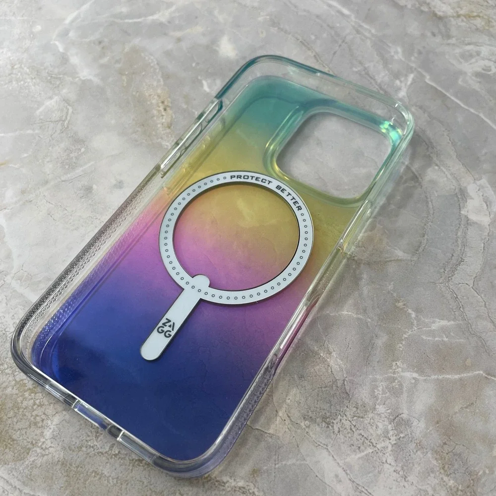 ZAGG iPhone 14 Pro Case Iridescent MagSafe Ombre Gradient Protective Cover